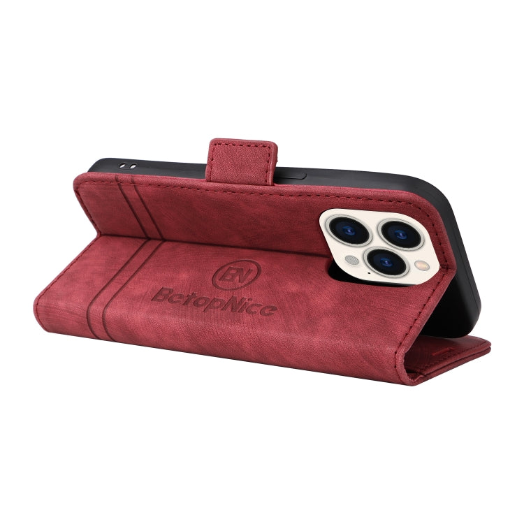 For iPhone 14 Pro BETOPNICE Dual-side Buckle Leather Phone Case(Red)
