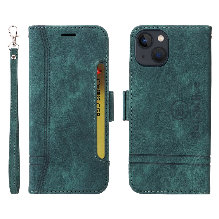 For iPhone 13 mini BETOPNICE Dual-side Buckle Leather Phone Case(Green)