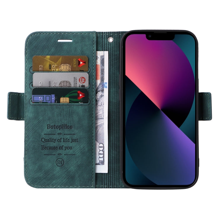 For iPhone 13 mini BETOPNICE Dual-side Buckle Leather Phone Case(Green)