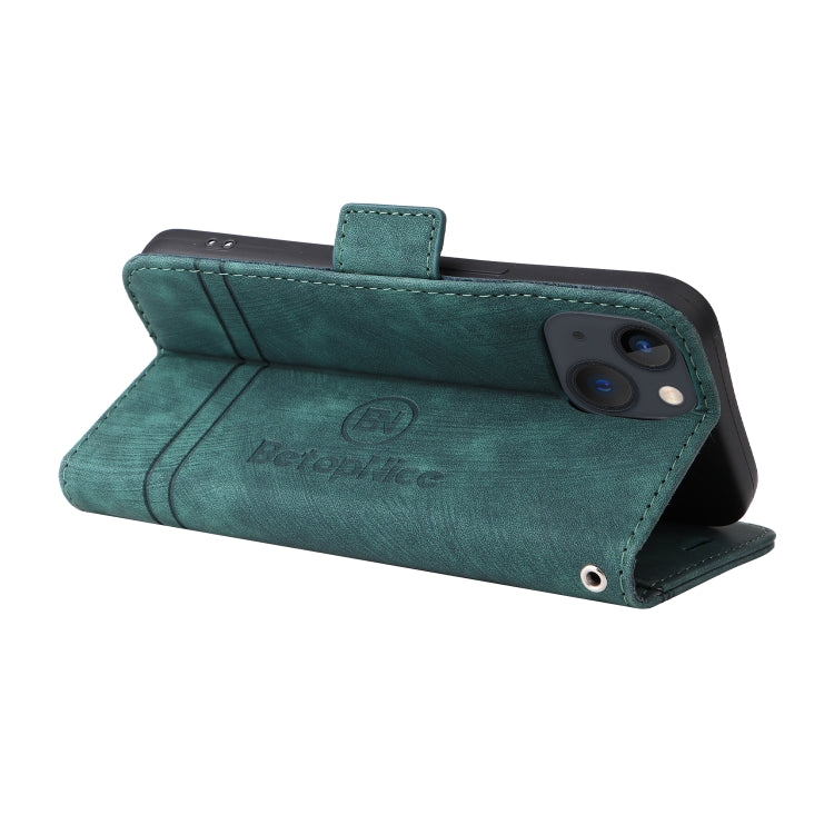 For iPhone 13 mini BETOPNICE Dual-side Buckle Leather Phone Case(Green)