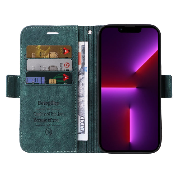 For iPhone 13 Pro BETOPNICE Dual-side Buckle Leather Phone Case(Green)