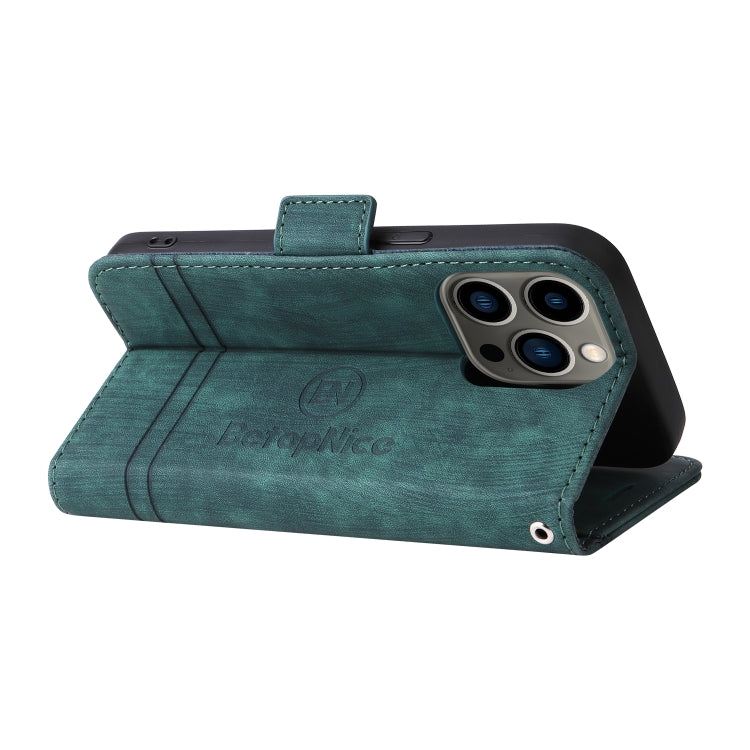 For iPhone 13 Pro BETOPNICE Dual-side Buckle Leather Phone Case(Green)