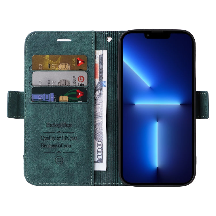 For iPhone 13 Pro Max BETOPNICE Dual-side Buckle Leather Phone Case(Green)