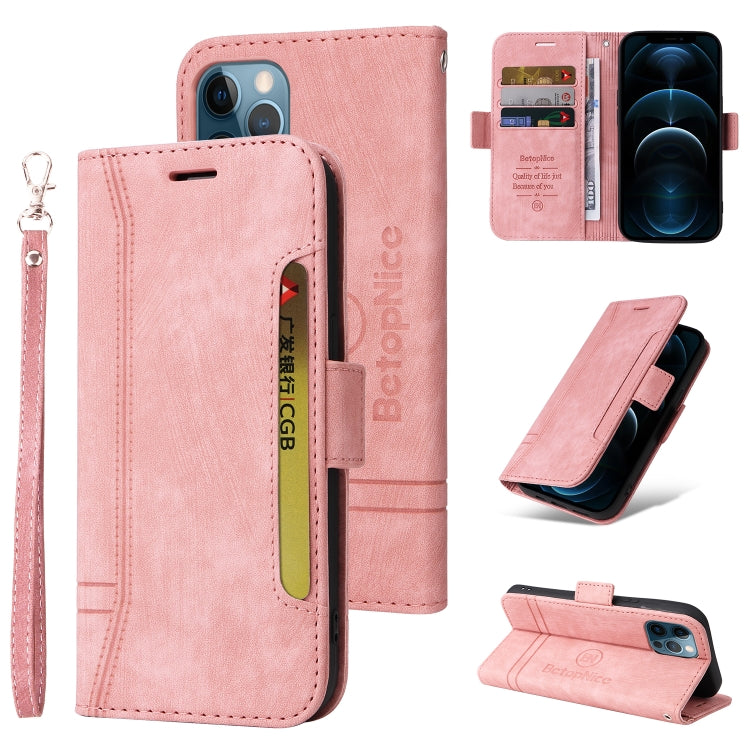 For iPhone 12 mini BETOPNICE Dual-side Buckle Leather Phone Case(Pink)