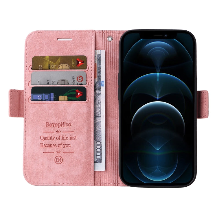 For iPhone 12 mini BETOPNICE Dual-side Buckle Leather Phone Case(Pink)