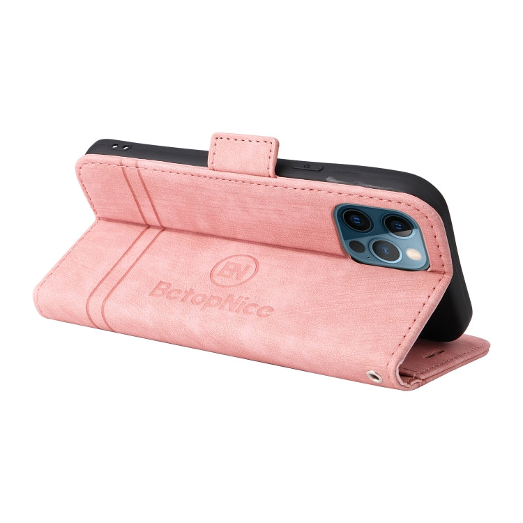 For iPhone 12 mini BETOPNICE Dual-side Buckle Leather Phone Case(Pink)