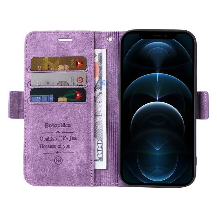 For iPhone 12 mini BETOPNICE Dual-side Buckle Leather Phone Case(Purple)