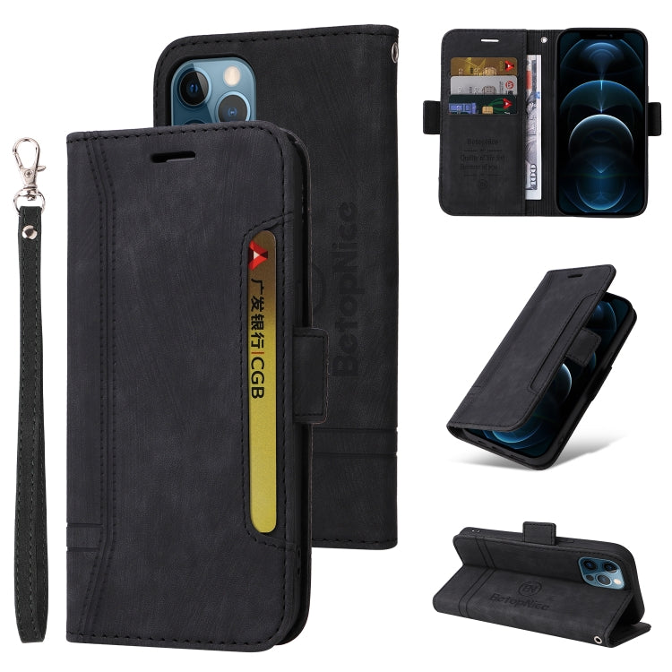 For iPhone 12 Pro Max BETOPNICE Dual-side Buckle Leather Phone Case(Black)