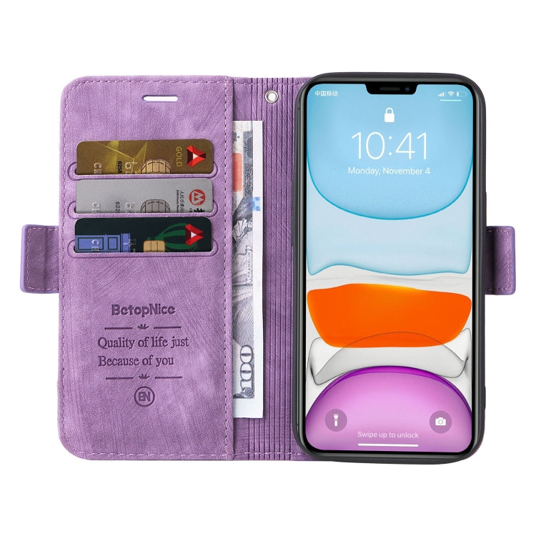 For iPhone 11 BETOPNICE Dual-side Buckle Leather Phone Case(Purple)