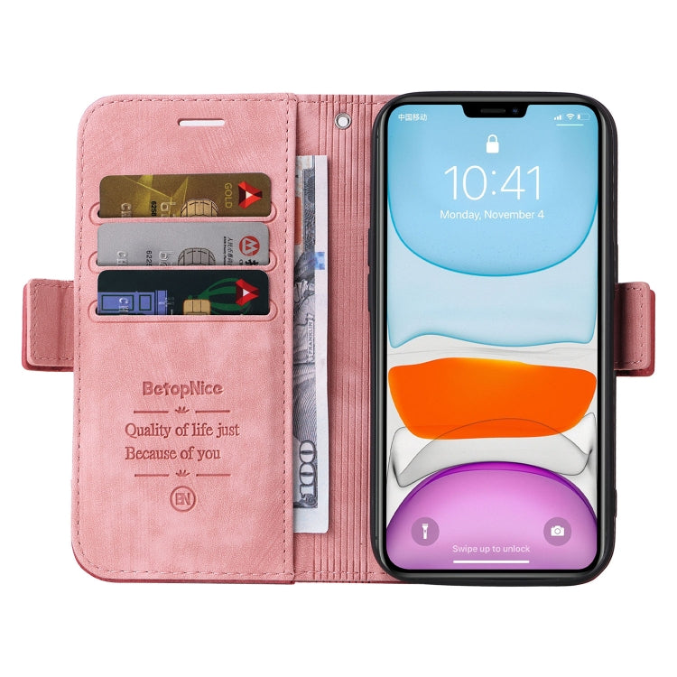 For iPhone 11 Pro Max BETOPNICE Dual-side Buckle Leather Phone Case(Pink)