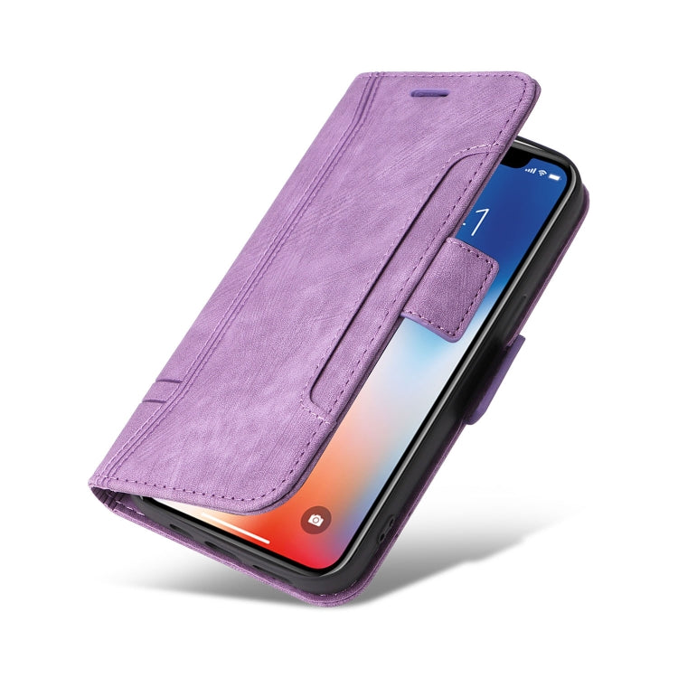 For iPhone XR BETOPNICE Dual-side Buckle Leather Phone Case(Purple)