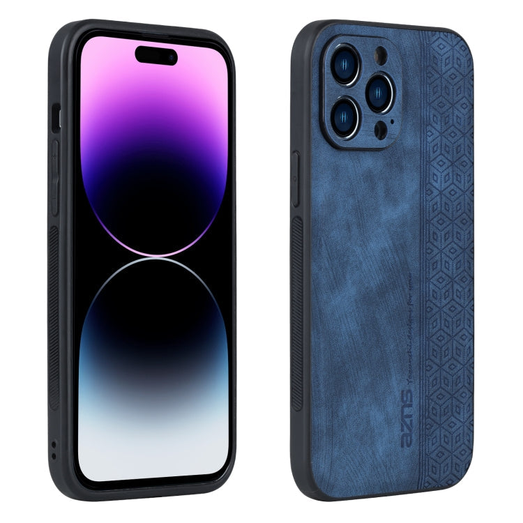 For iPhone 14 Pro Max AZNS 3D Embossed Skin Feel Phone Case(Sapphire Blue)