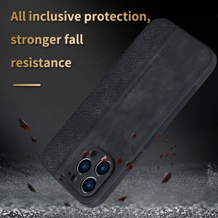 For iPhone 14 Pro Max AZNS 3D Embossed Skin Feel Phone Case(Dark Green)
