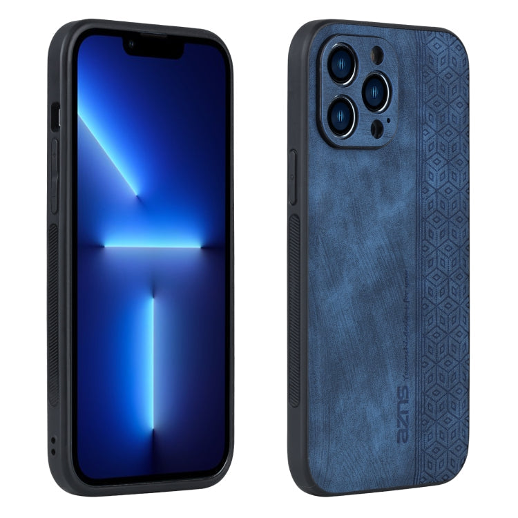 For iPhone 12 Pro Max AZNS 3D Embossed Skin Feel Phone Case(Sapphire Blue)