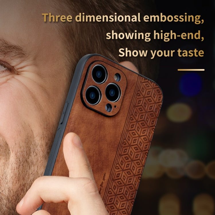 For iPhone 12 Pro Max AZNS 3D Embossed Skin Feel Phone Case(Sapphire Blue)
