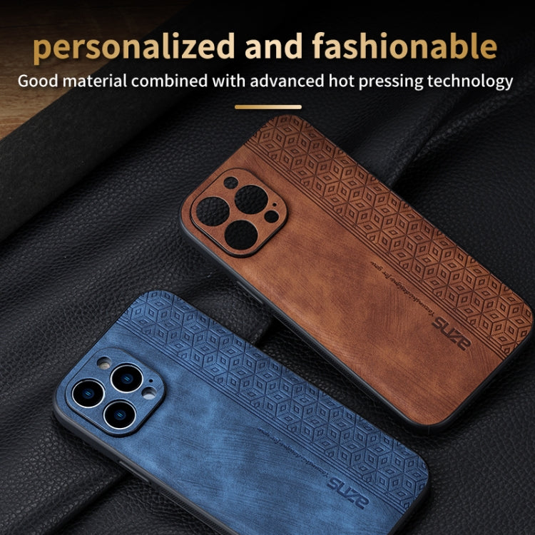 For iPhone 12 Pro AZNS 3D Embossed Skin Feel Phone Case(Brown)