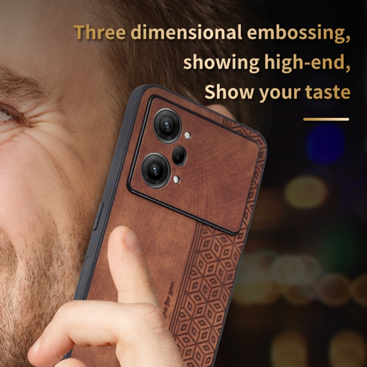 For OPPO K10 Pro 5G AZNS 3D Embossed Skin Feel Phone Case(Brown)