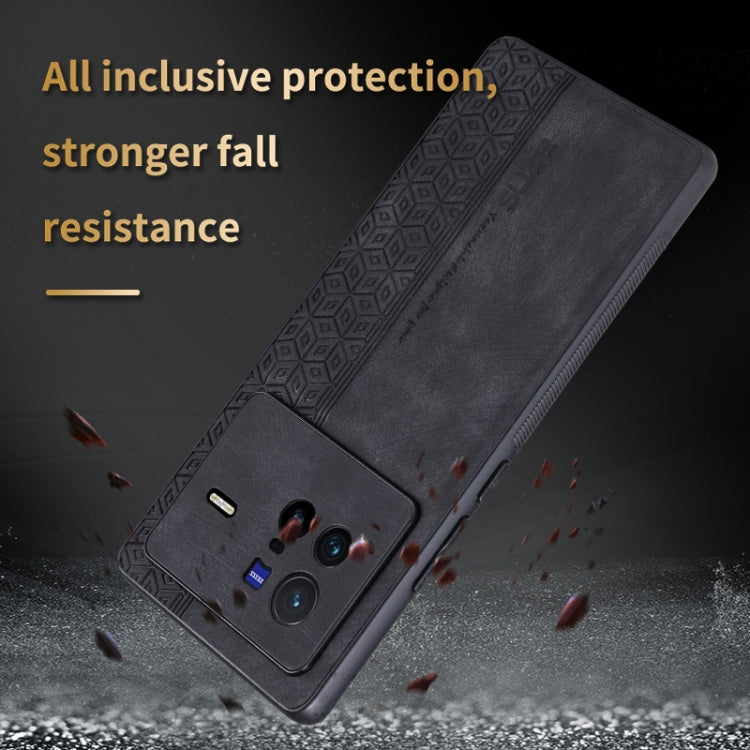 For vivo X80 AZNS 3D Embossed Skin Feel Phone Case(Purple)