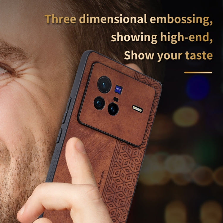 For vivo X80 AZNS 3D Embossed Skin Feel Phone Case(Black)