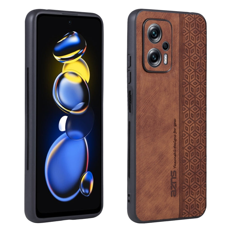 For Xiaomi Redmi Note 11T Pro 5G AZNS 3D Embossed Skin Feel Phone Case(Brown)