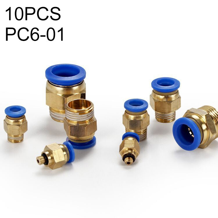 PC6-01 LAIZE 10pcs PC Male Thread Straight Pneumatic Quick Fitting Connector