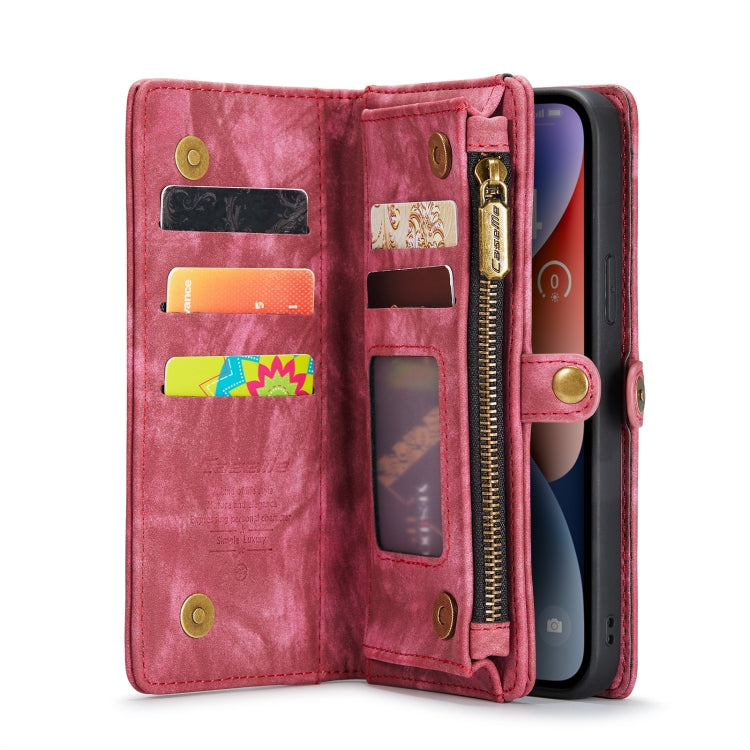 For iPhone 14 Plus CaseMe 008 Detachable Multifunctional Leather Phone Case(Red)