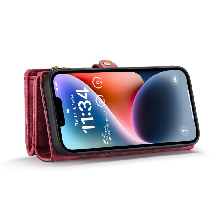 For iPhone 14 Plus CaseMe 008 Detachable Multifunctional Leather Phone Case(Red)