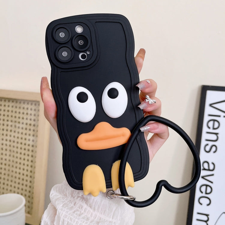Wave Edge Big Duck Silicone Phone Case with Wristband, For iPhone 13, For iPhone 13 Pro, For iPhone 13 Pro Max, For iPhone 12
