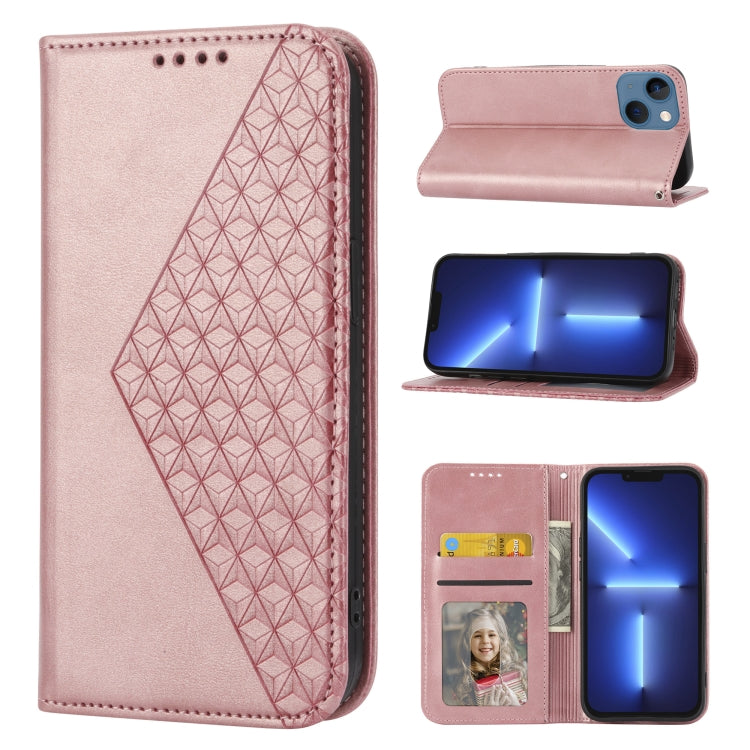 Cubic Grid Calf Texture Magnetic Closure Leather Phone Case, For iPhone 13 mini, For iPhone 13, For iPhone 13 Pro, For iPhone 13 Pro Max
