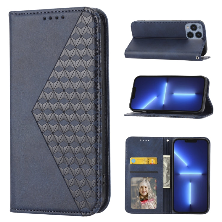 Cubic Grid Calf Texture Magnetic Closure Leather Phone Case, For iPhone 12 mini, For iPhone 12 / 12 Pro, For iPhone 12 Pro Max, For iPhone 11