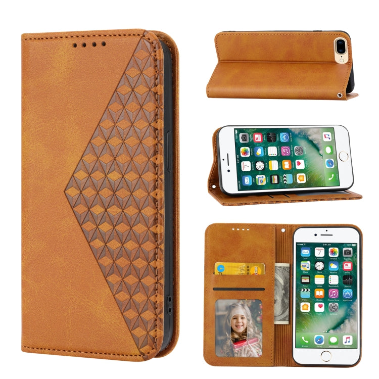 Cubic Grid Calf Texture Magnetic Closure Leather Phone Case, For iPhone XS Max, For iPhone SE 2022 / SE 2020 / 7 / 8, For iPhone 7 Plus / 8 Plus