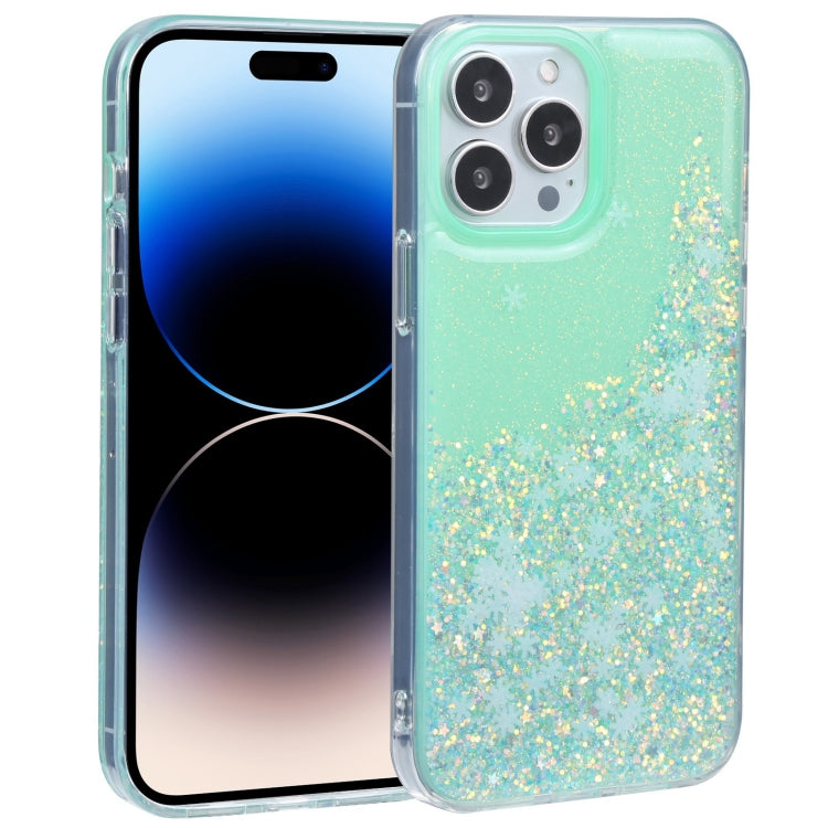 For iPhone 14 Pro Max DFANS DESIGN Snowflake Starlight Shining Phone Case(Green)