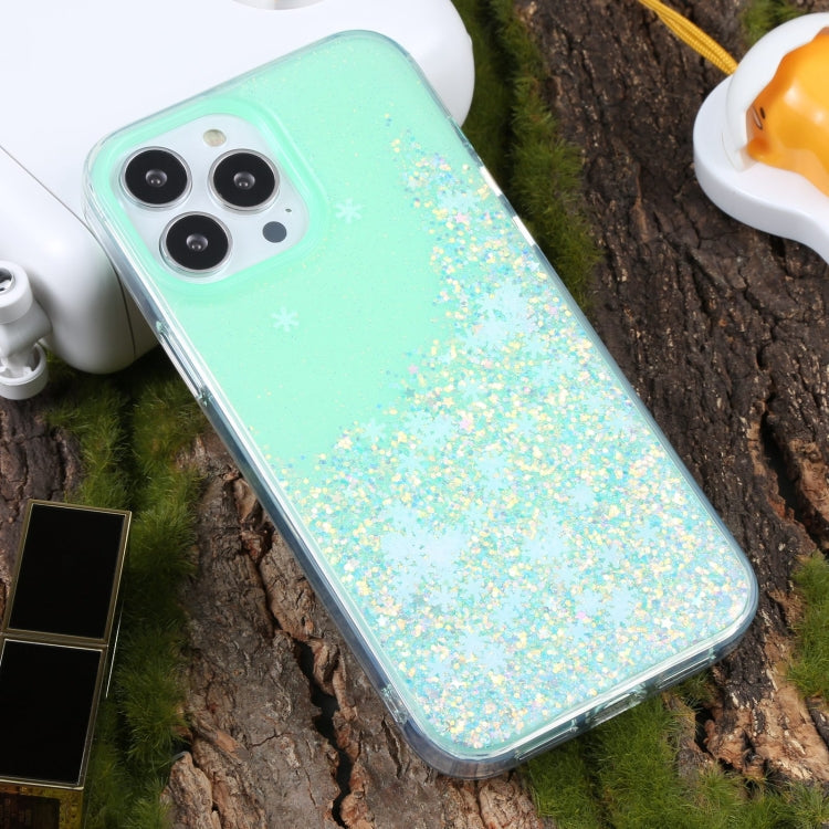 For iPhone 14 Pro Max DFANS DESIGN Snowflake Starlight Shining Phone Case(Green)