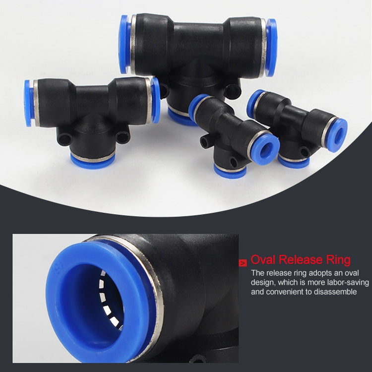 PE-10 LAIZE 10pcs PBT Plastic Tee Joint Pneumatic Quick Fitting Connector