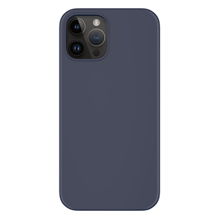 For iPhone 14 Pro Mutural Yuemu Series Liquid Silicone Microfiber Case(Dark Blue))