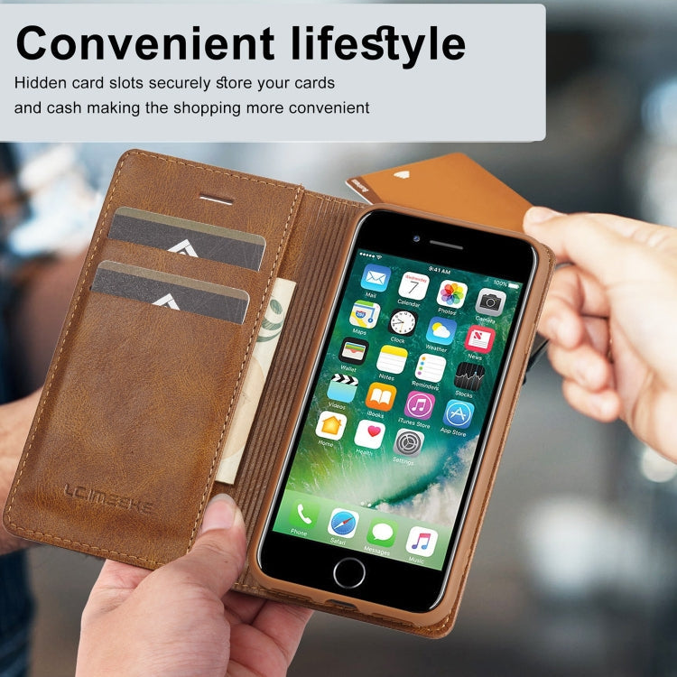 LC.IMEEKE RFID Anti-theft Leather Phone Case, For iPhone SE 2022 / SE 2020 / 8 / 7, For iPhone XS Max, For iPhone XS / X, For iPhone XR, For iPhone 8 Plus / 7 Plus, For Samsung Galaxy S21 5G