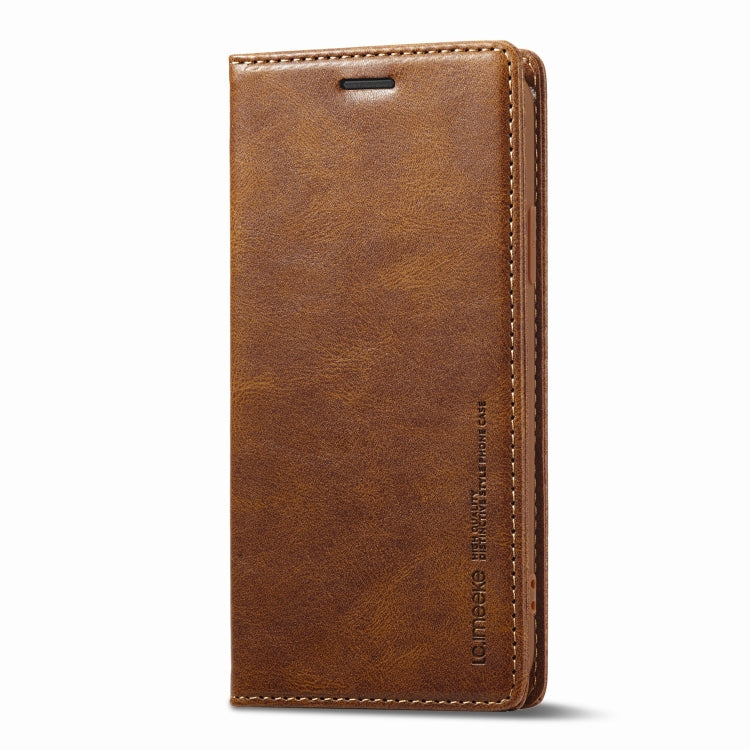 For iPhone X / XS LC.IMEEKE RFID Anti-theft Leather Phone Case(Brown)