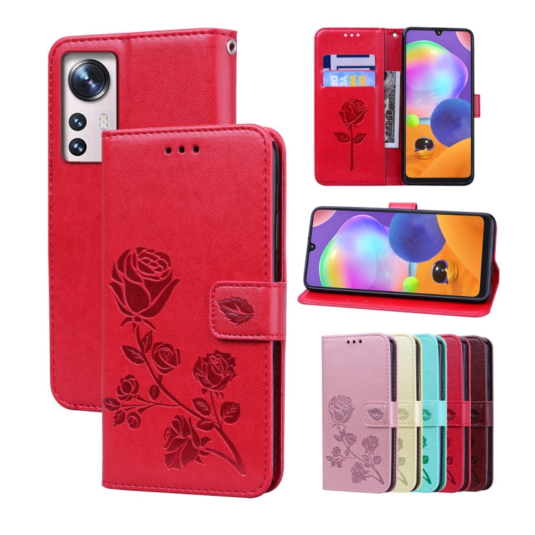 Rose Embossed Flip PU Leather Phone Case, For Xiaomi 12/12X, For Xiaomi 12 Lite, For Xiaomi 12 Pro, For Xiaomi Redmi Note 11T Pro 5G