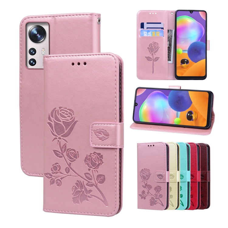 Rose Embossed Flip PU Leather Phone Case, For Xiaomi 12/12X, For Xiaomi 12 Lite, For Xiaomi 12 Pro, For Xiaomi Redmi Note 11T Pro 5G