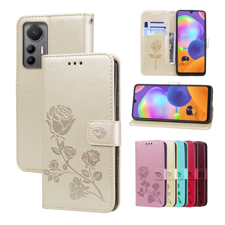 Rose Embossed Flip PU Leather Phone Case, For Xiaomi 12/12X, For Xiaomi 12 Lite, For Xiaomi 12 Pro, For Xiaomi Redmi Note 11T Pro 5G