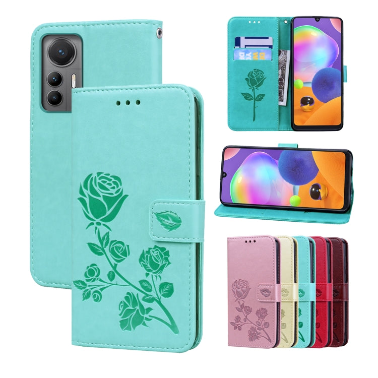 Rose Embossed Flip PU Leather Phone Case, For Xiaomi 12/12X, For Xiaomi 12 Lite, For Xiaomi 12 Pro, For Xiaomi Redmi Note 11T Pro 5G