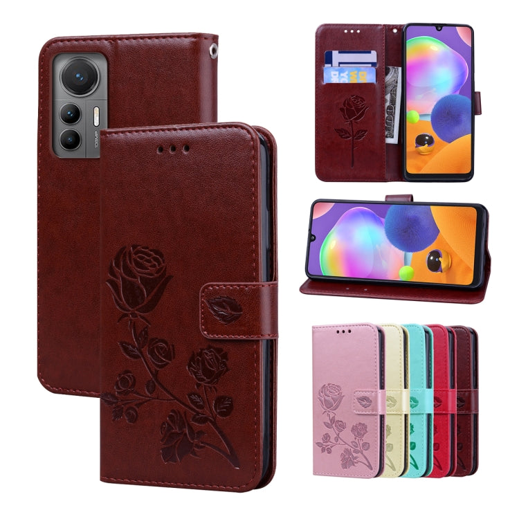 Rose Embossed Flip PU Leather Phone Case, For Xiaomi 12/12X, For Xiaomi 12 Lite, For Xiaomi 12 Pro, For Xiaomi Redmi Note 11T Pro 5G