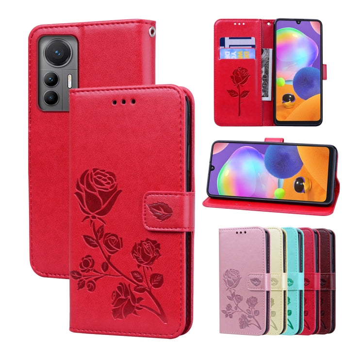 Rose Embossed Flip PU Leather Phone Case, For Xiaomi 12/12X, For Xiaomi 12 Lite, For Xiaomi 12 Pro, For Xiaomi Redmi Note 11T Pro 5G