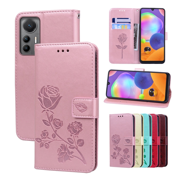Rose Embossed Flip PU Leather Phone Case, For Xiaomi 12/12X, For Xiaomi 12 Lite, For Xiaomi 12 Pro, For Xiaomi Redmi Note 11T Pro 5G