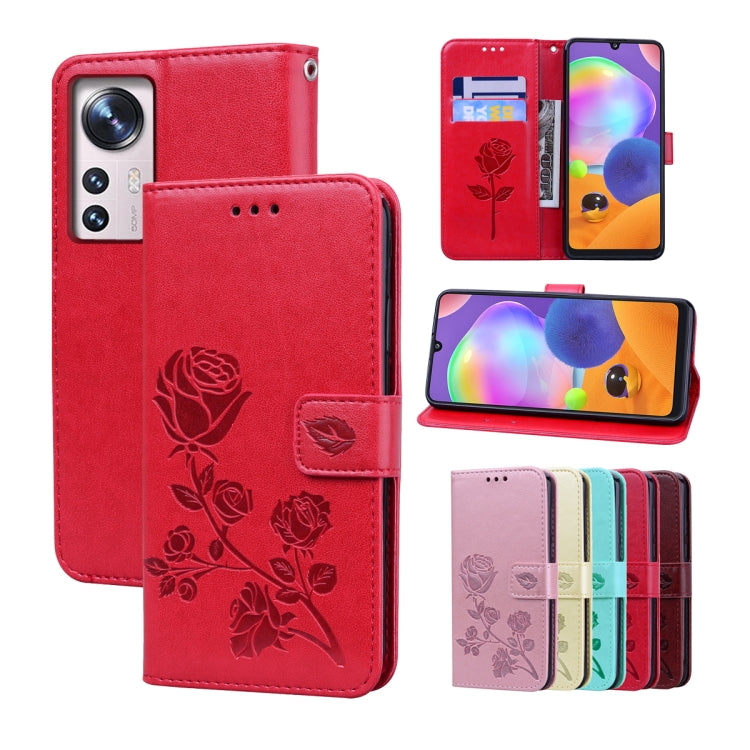 Rose Embossed Flip PU Leather Phone Case, For Xiaomi 12/12X, For Xiaomi 12 Lite, For Xiaomi 12 Pro, For Xiaomi Redmi Note 11T Pro 5G
