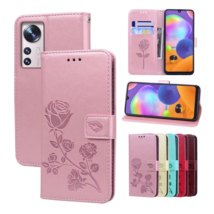 Rose Embossed Flip PU Leather Phone Case, For Xiaomi 12/12X, For Xiaomi 12 Lite, For Xiaomi 12 Pro, For Xiaomi Redmi Note 11T Pro 5G