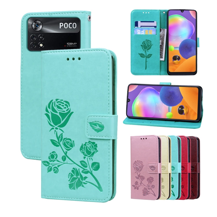 Rose Embossed Flip PU Leather Phone Case, For Xiaomi Poco M4 Pro 4G, For Xiaomi Poco X4 Pro 5G