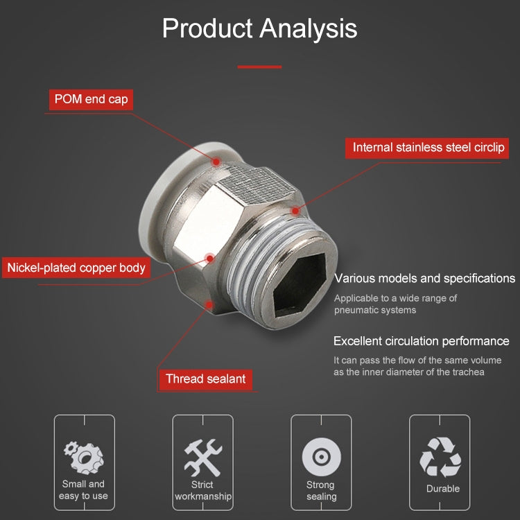 PC6-03 LAIZE 2pcs PC Straight Pneumatic Quick Fitting Connector
