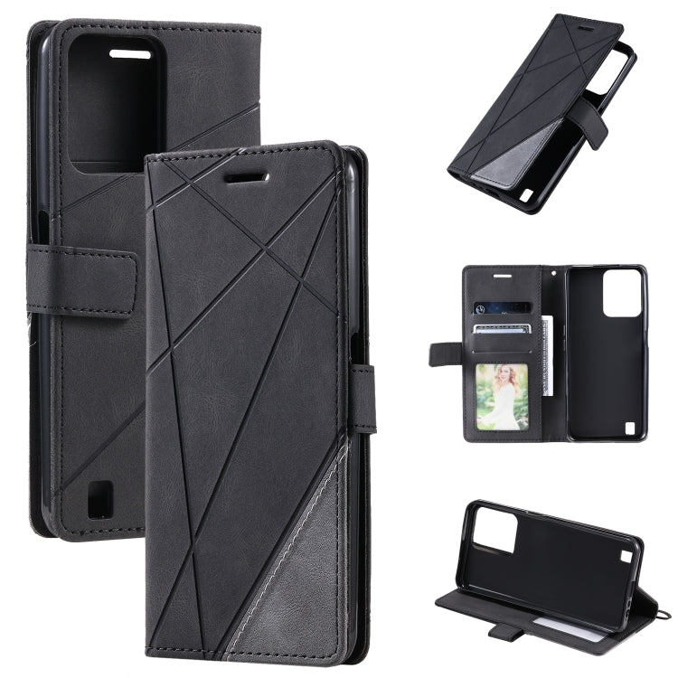 Skin Feel Splicing Leather Phone Case, For Samsung Galaxy A23 4G, For Realme C21Y, For Realme C31, For Realme C35