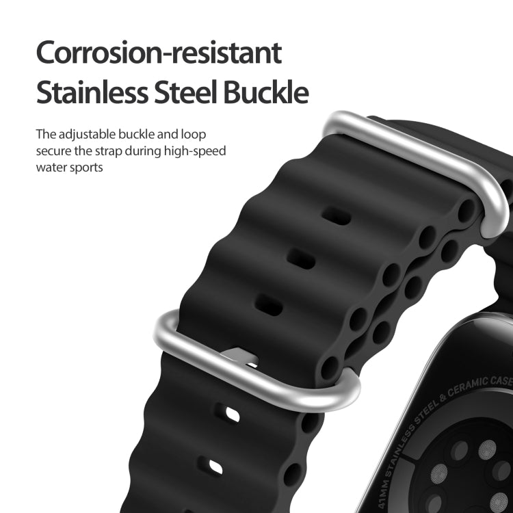 DUX DUCIS Sea Wave Silicone Watch Band For Apple Watch, Series 8&7 45mm / SE 2&6&SE&5&4 44mm / 3&2&1 42mm